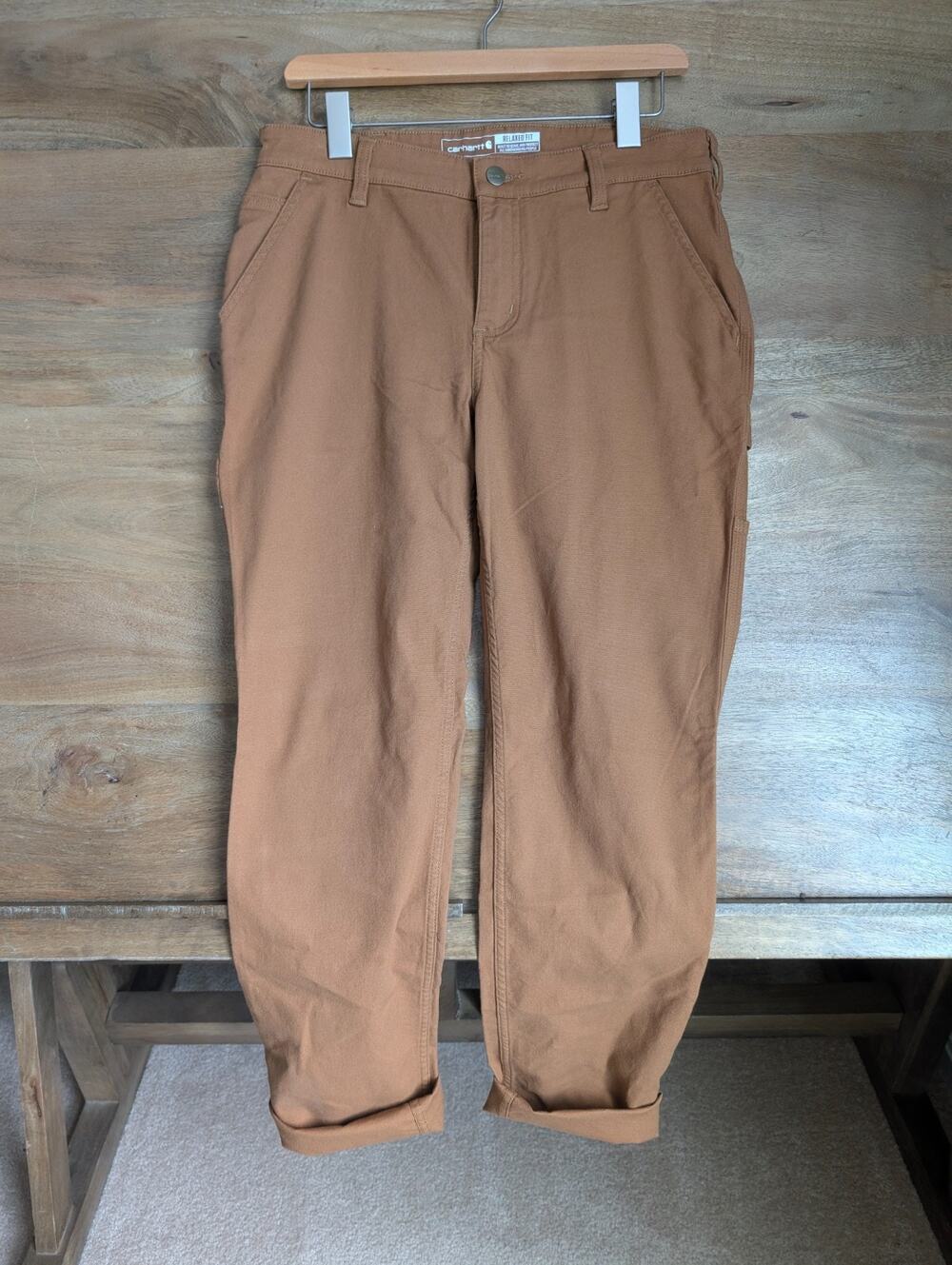 Carhartt Work Pants Women's 4R Brown Canvas Relaxed Fit Rugged Flex Straight NWT